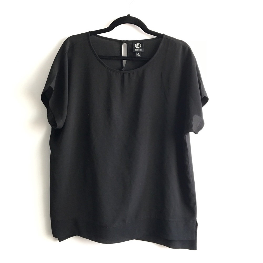 Black textured blouse.